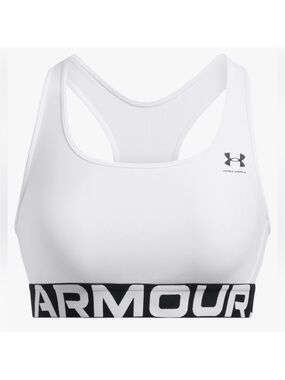 UNDER ARMOUR New HeatGear Mid Impact Support White Sports Bra Racerback Medium